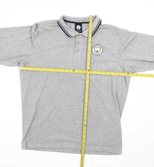 Fanatics Men’s Grey 2XL Long Sleeve Manchester City Polo Shirt