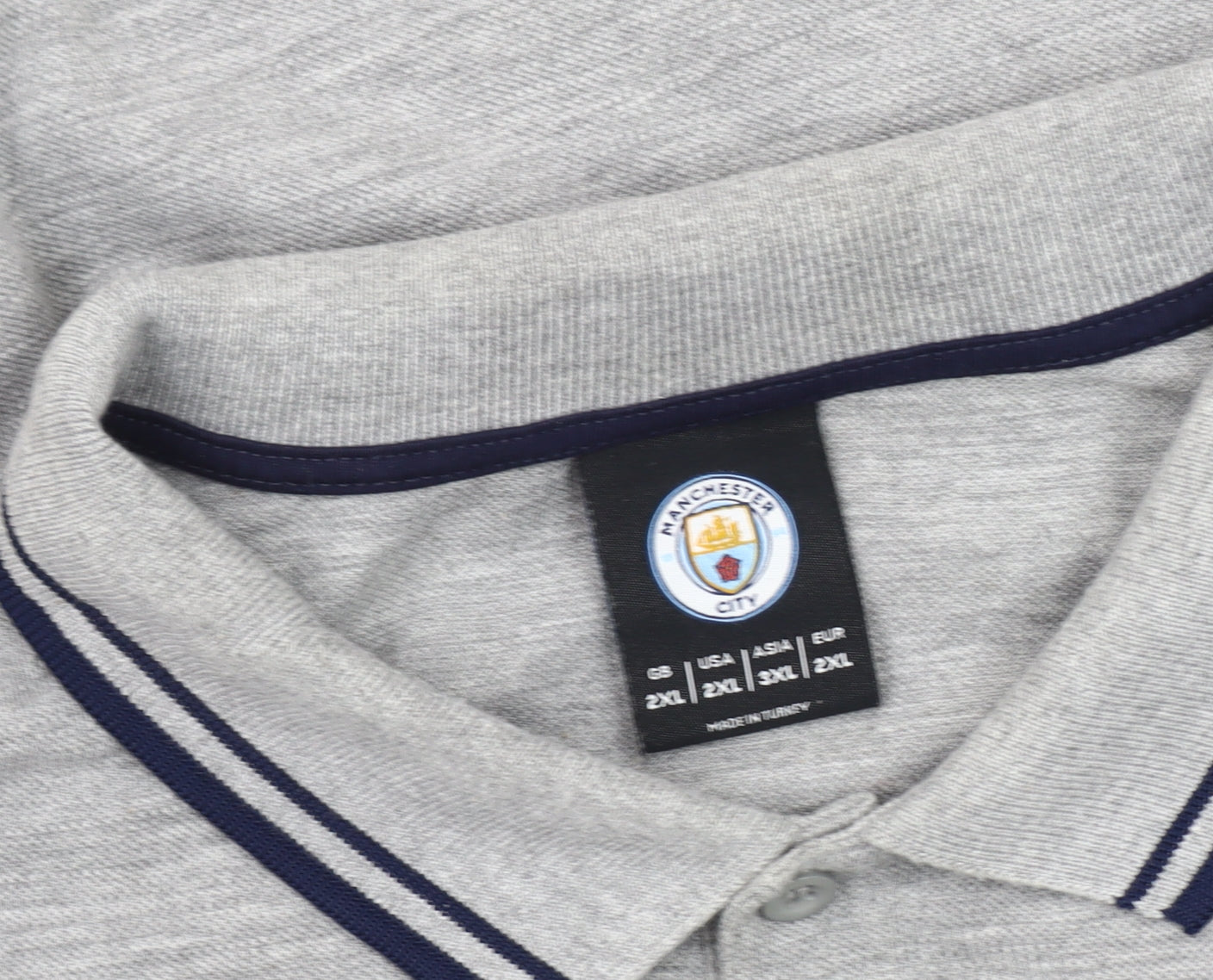 Fanatics Men’s Grey 2XL Long Sleeve Manchester City Polo Shirt