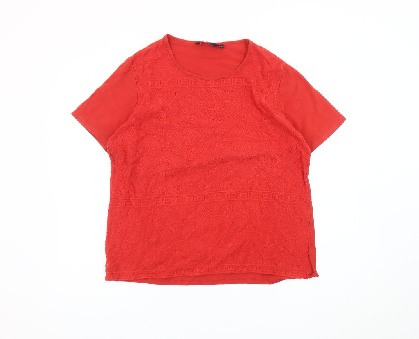 Womens UK Size 18 Isle Essentials Red Basic T-Shirt