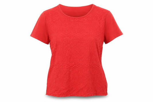 Womens UK Size 18 Isle Essentials Red Basic T-Shirt