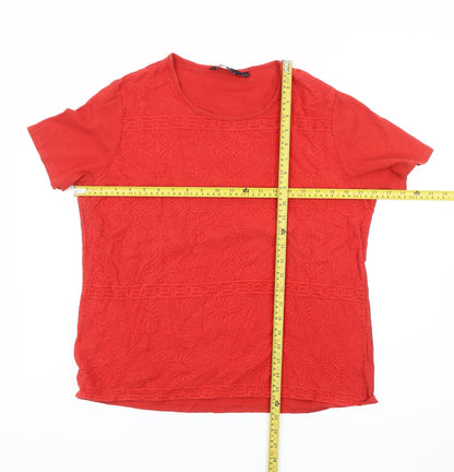 Womens UK Size 18 Isle Essentials Red Basic T-Shirt