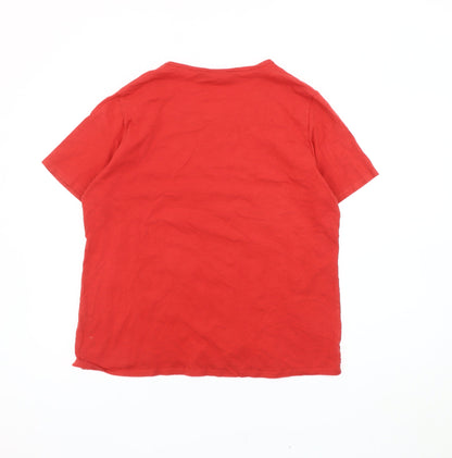 Womens UK Size 18 Isle Essentials Red Basic T-Shirt