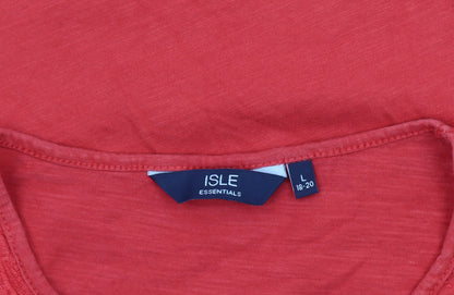 Womens UK Size 18 Isle Essentials Red Basic T-Shirt