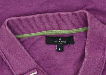 Jeff Banks Men’s Purple Cotton Polo Shirt L Regular Fit Casual