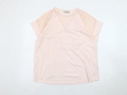 Womens UK Size 14 Marks and Spencer Pink Basic T-Shirt