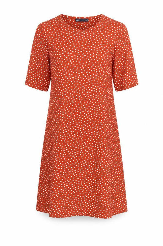 Marks and Spencer Women Red Polka Dot Cotton Shift Dress Size 12