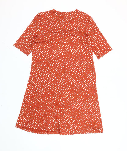 Marks and Spencer Women Red Polka Dot Cotton Shift Dress Size 12