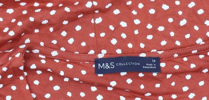 Marks and Spencer Women Red Polka Dot Cotton Shift Dress Size 12