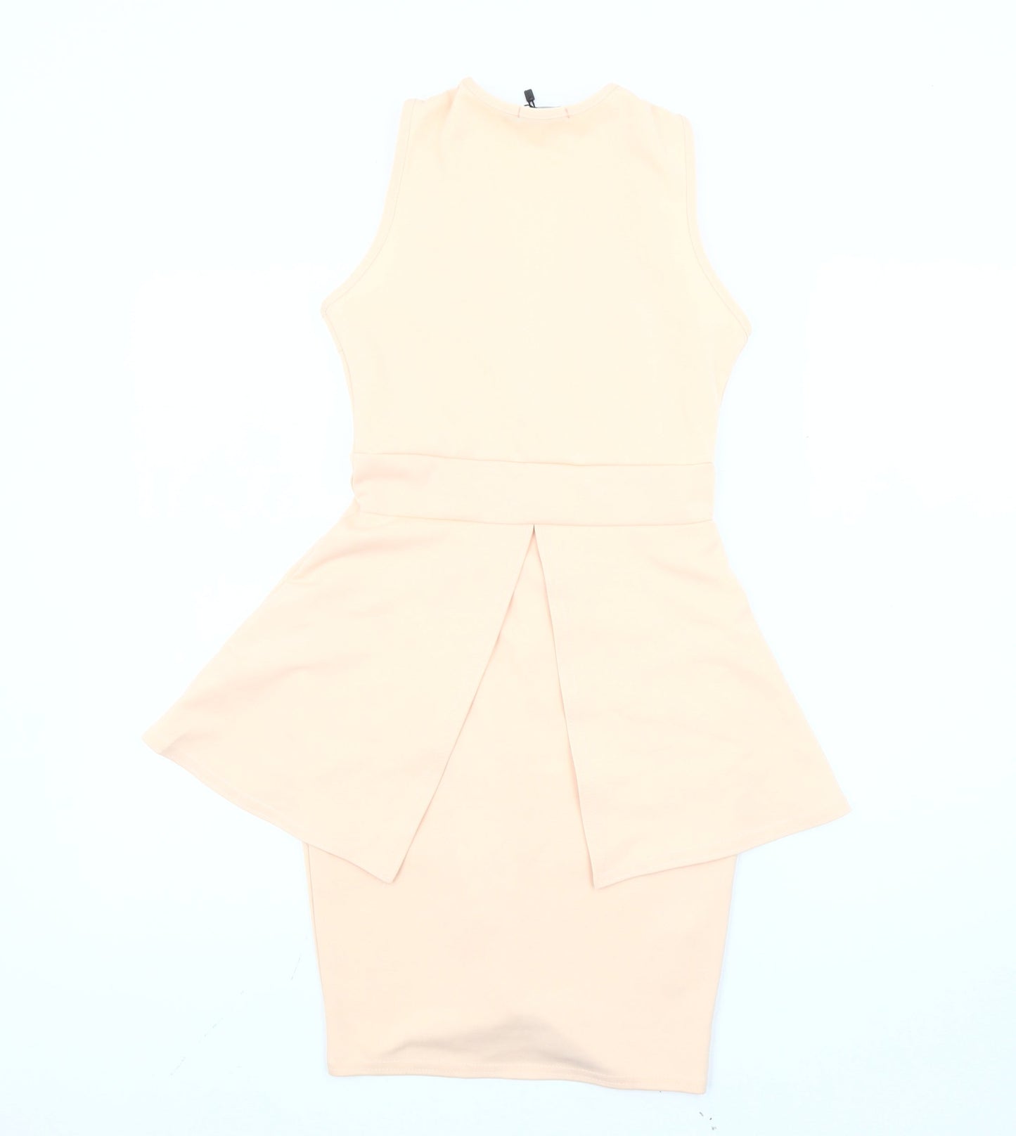 Boohoo Women’s Beige Peplum Sleeveless Knee Length Dress Size 8