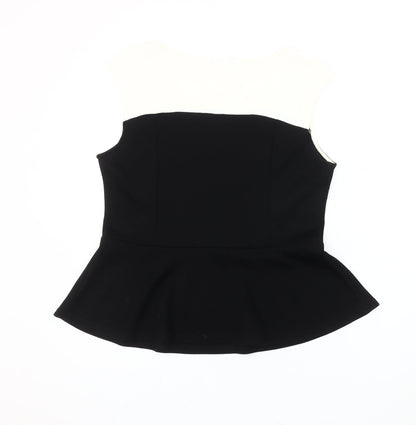 Womens UK Size 18 Roman Black Peplum Blouse