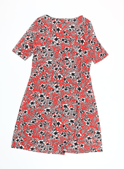 Marks and Spencer Women Red Floral Knee Length Shift Dress Size 12