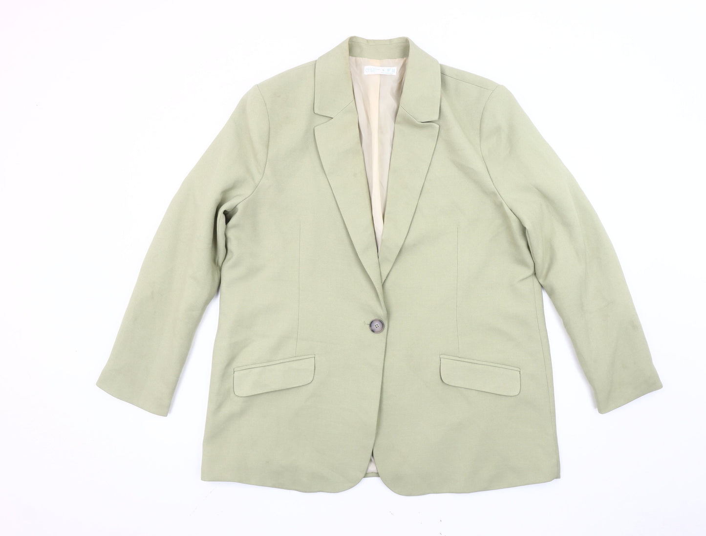 Primark Women’s Green Blazer L Regular Fit Single-Breasted Tailored