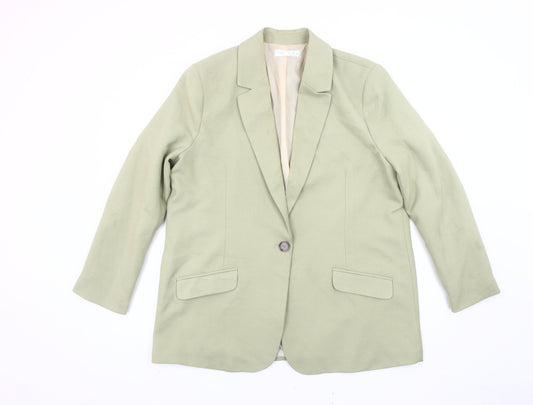 Primark Women’s Green Blazer L Regular Fit Single-Breasted Tailored