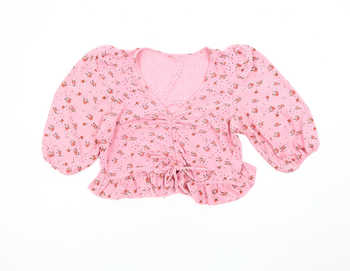 Womens UK Size 18 New Look Pink Cropped Blouse