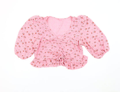 Womens UK Size 18 New Look Pink Cropped Blouse