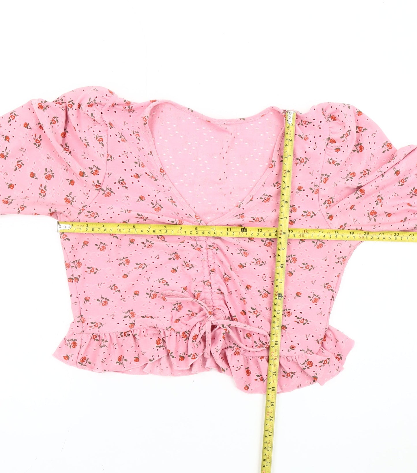 Womens UK Size 18 New Look Pink Cropped Blouse