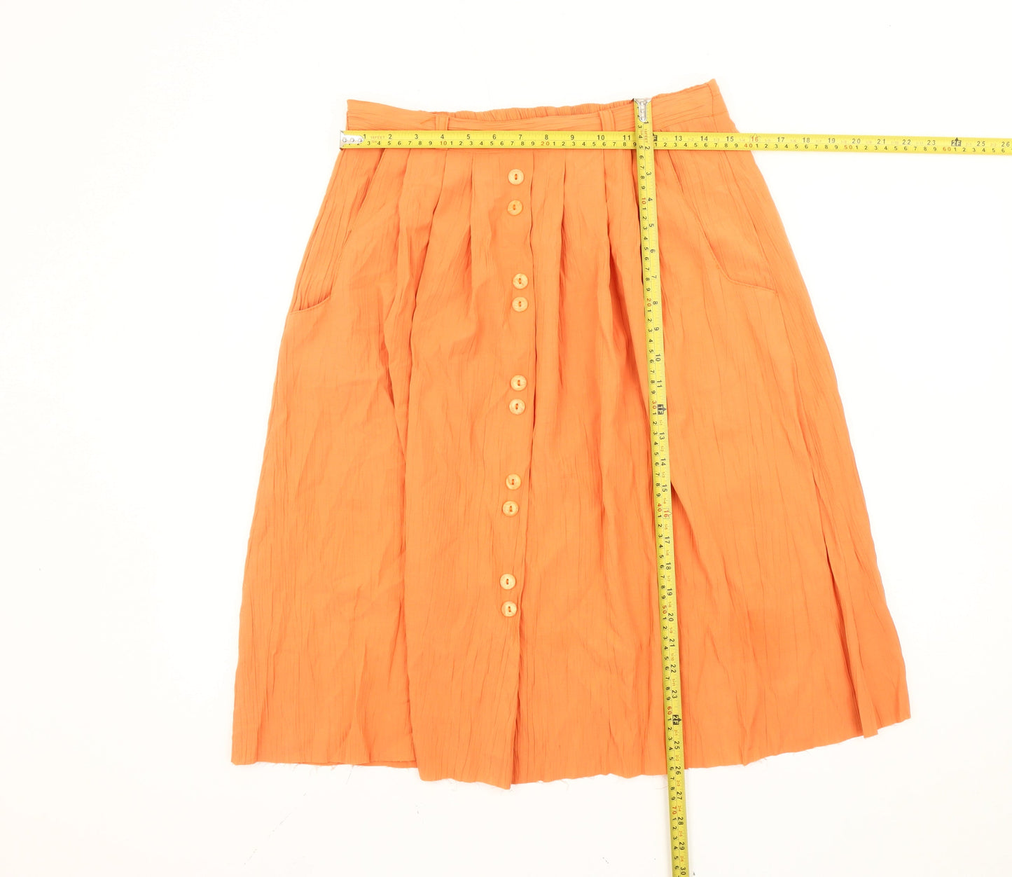 Design Essentials Women Orange Size 12 A-Line Button Casual Skirt