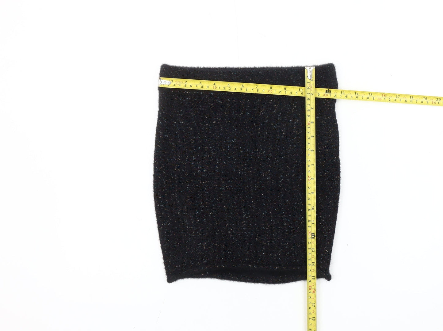 Pull&Bear Women’s Black XS Glitter Knit Bodycon Mini Skirt