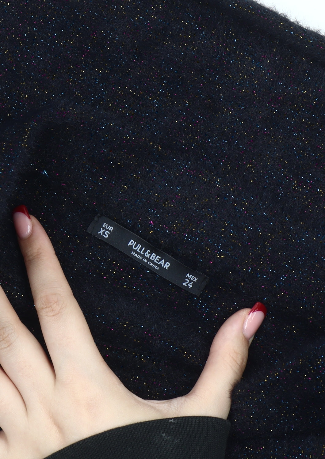 Pull&Bear Women’s Black XS Glitter Knit Bodycon Mini Skirt