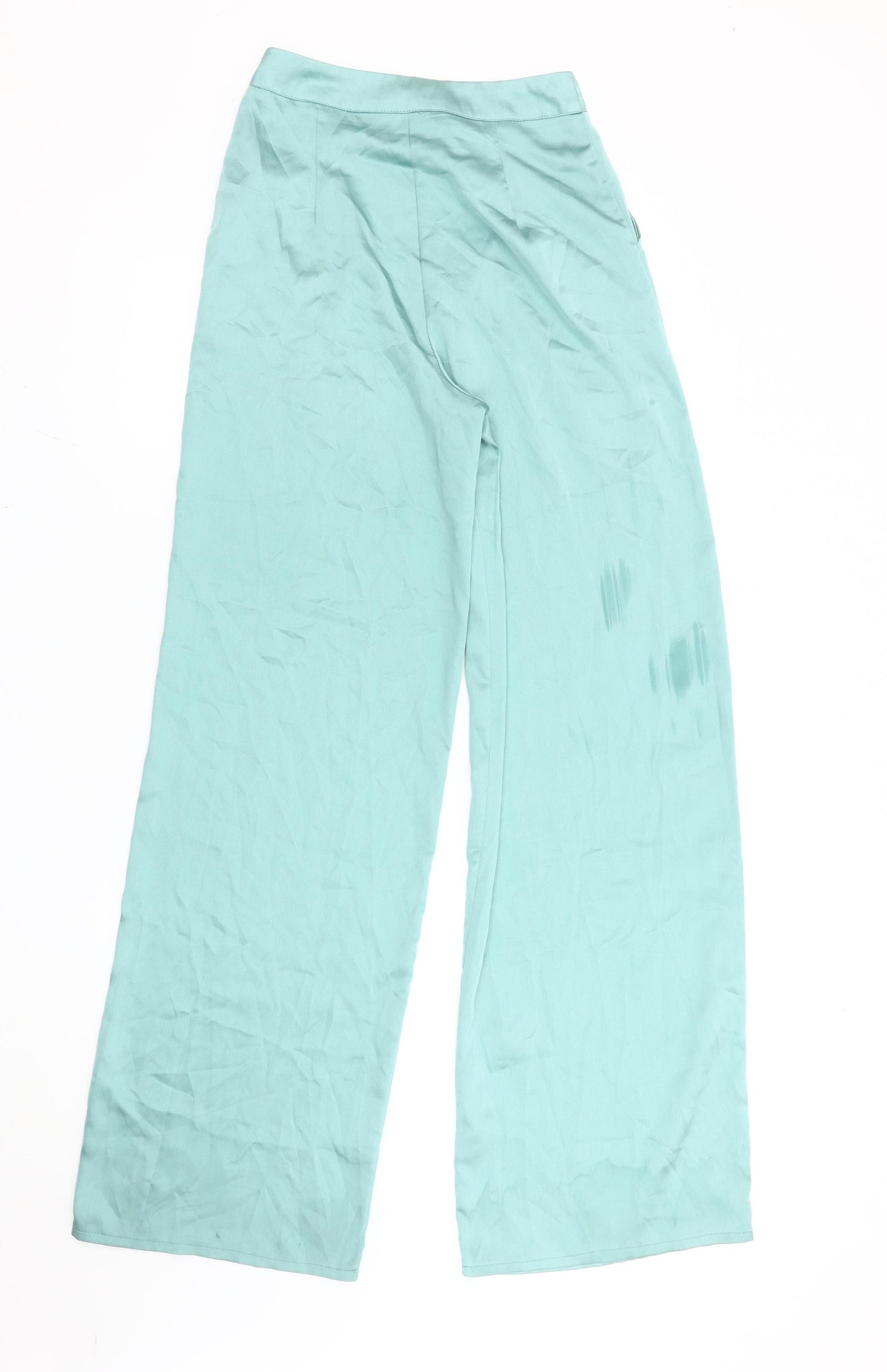 Missguided Women's Green Wide-Leg High Rise Pleated Trousers Size 12