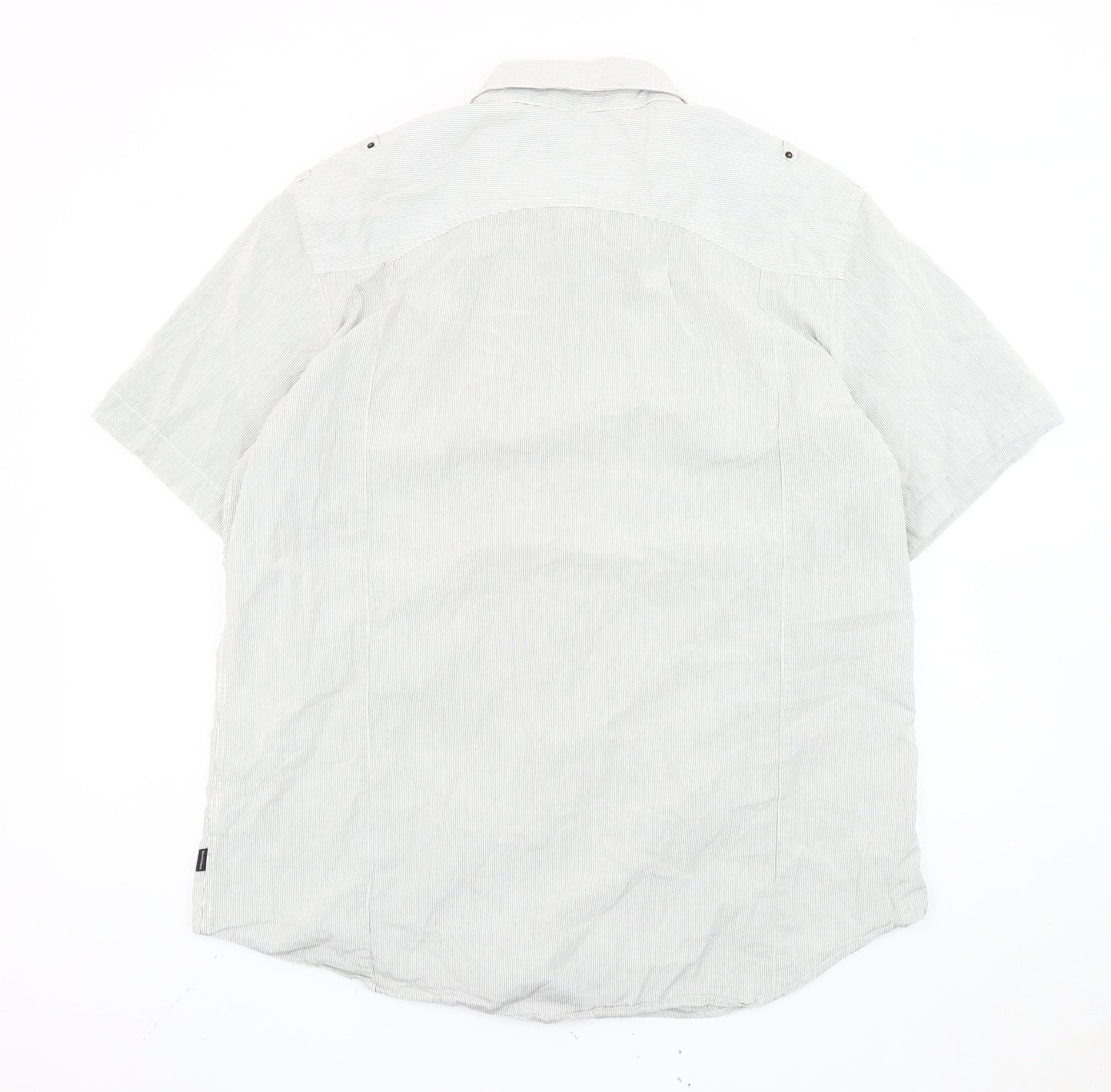 Matinique Men's White Striped 2XL Short Sleeve Button-Up Shirt