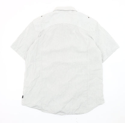 Matinique Men's White Striped 2XL Short Sleeve Button-Up Shirt