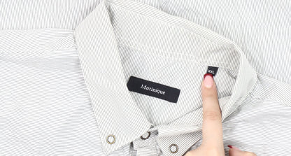 Matinique Men's White Striped 2XL Short Sleeve Button-Up Shirt