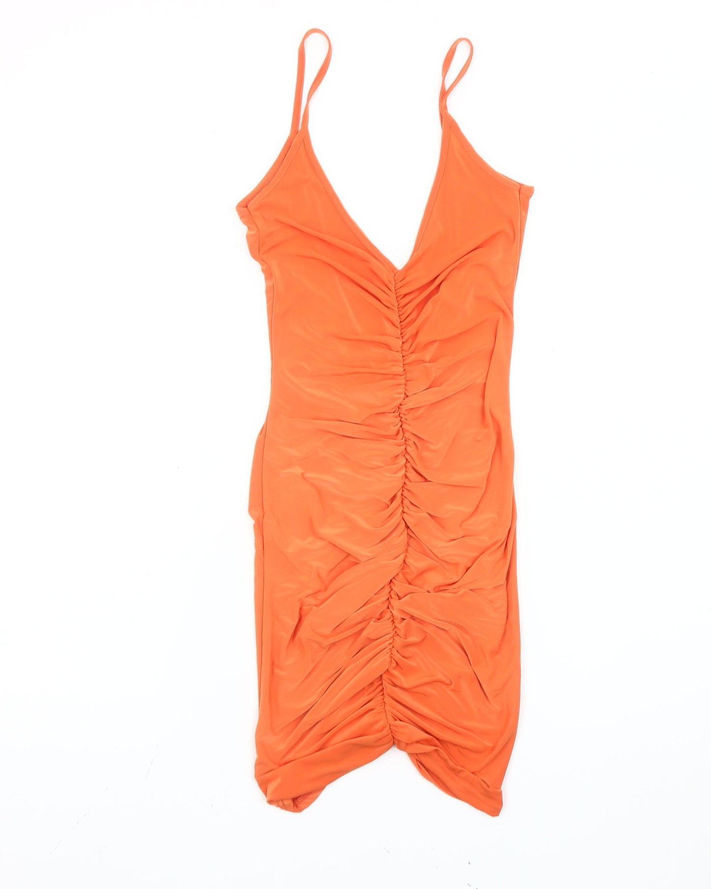 PrettyLittleThing Women’s Orange Size 8 Bodycon Ruched Dress