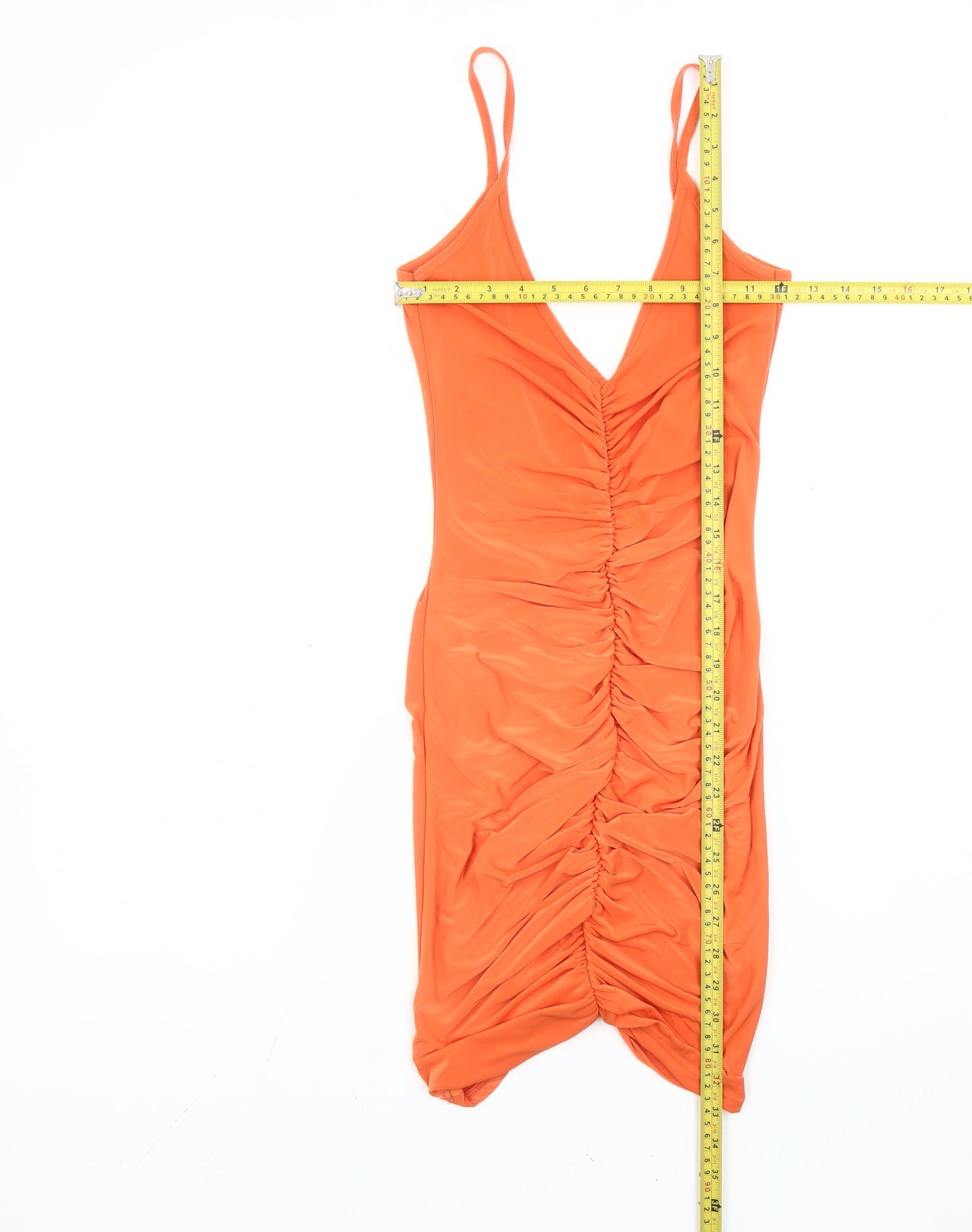 PrettyLittleThing Women’s Orange Size 8 Bodycon Ruched Dress