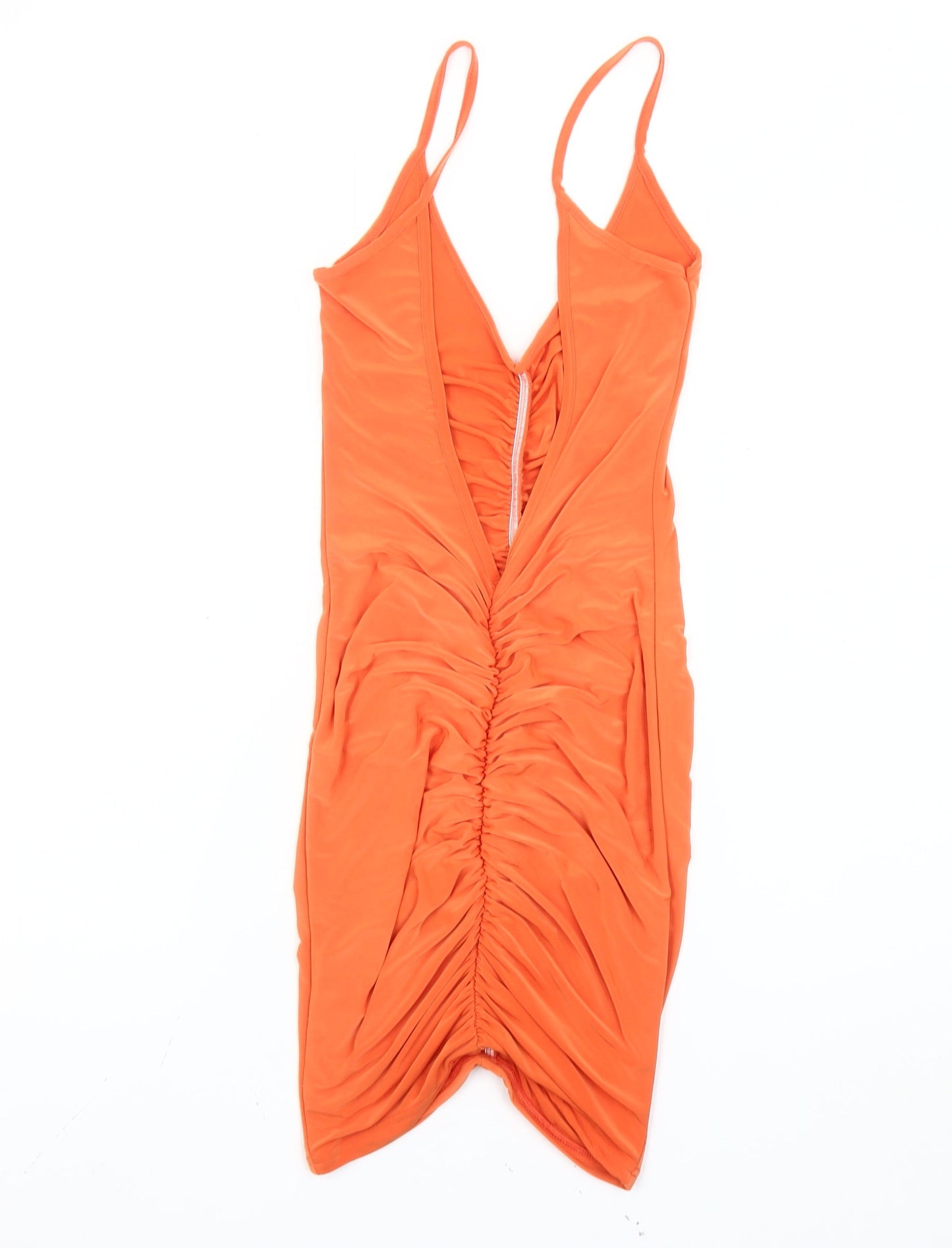 PrettyLittleThing Women’s Orange Size 8 Bodycon Ruched Dress