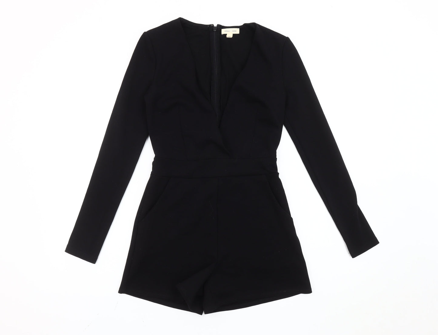Silence + Noise Women’s Black XS Long Sleeve V-Neck Playsuit