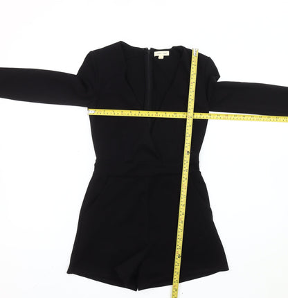 Silence + Noise Women’s Black XS Long Sleeve V-Neck Playsuit