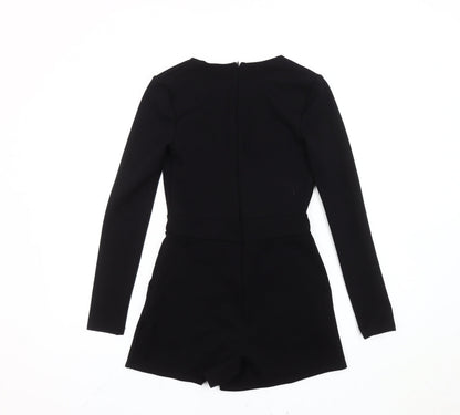 Silence + Noise Women’s Black XS Long Sleeve V-Neck Playsuit