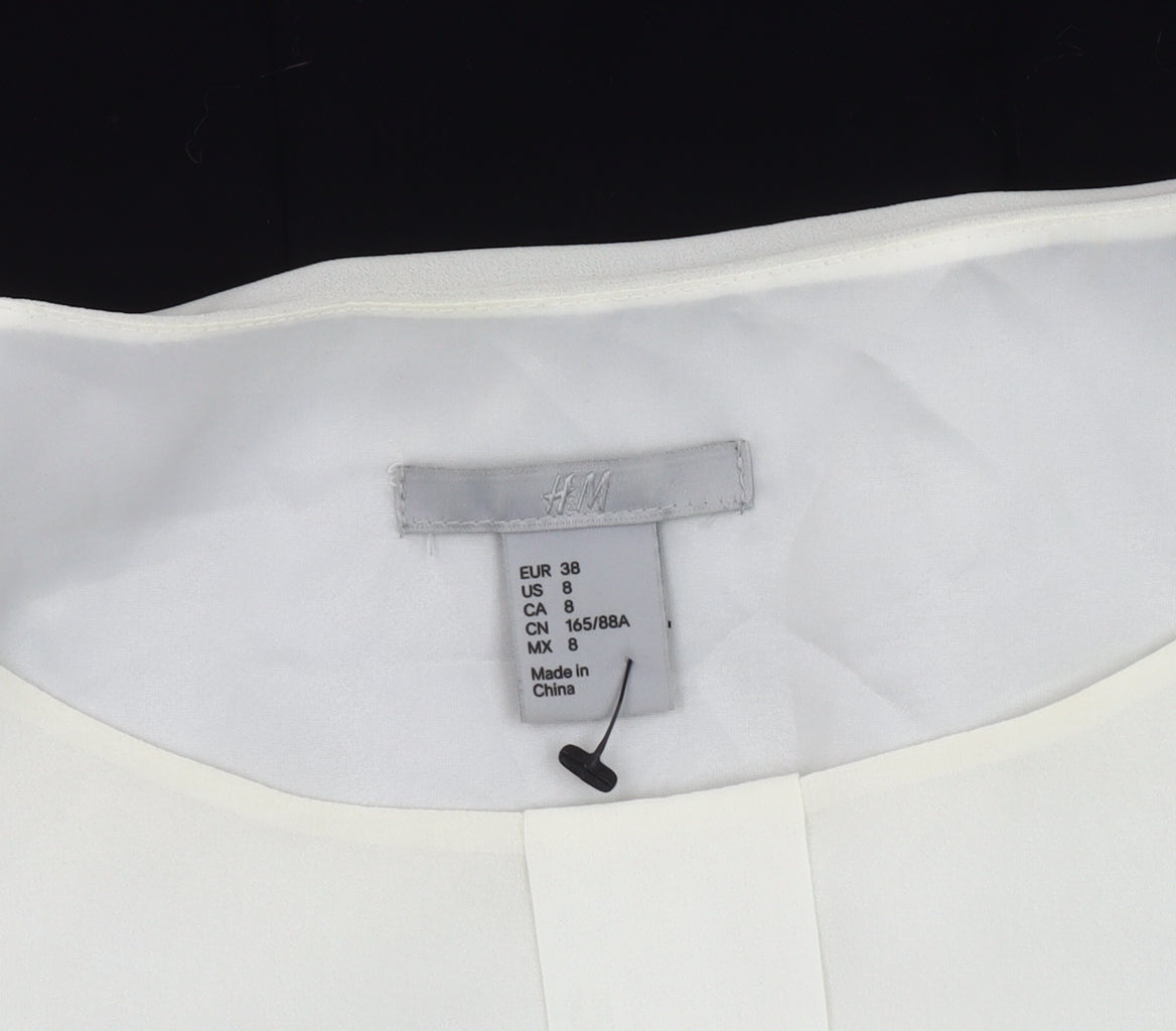 H&M Women’s Black White Sheath Dress Size 10 Knee Length Long Sleeve