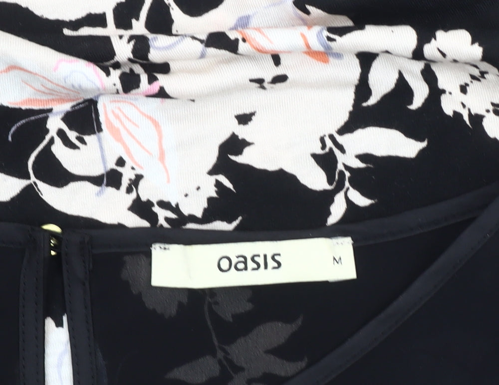 Womens UK Size M Oasis Black Basic Blouse