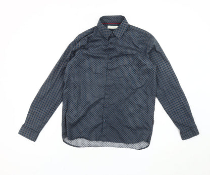 Baker by Ted Baker Boys Blue Geometric Long Sleeve Button-Up Shirt 12Y
