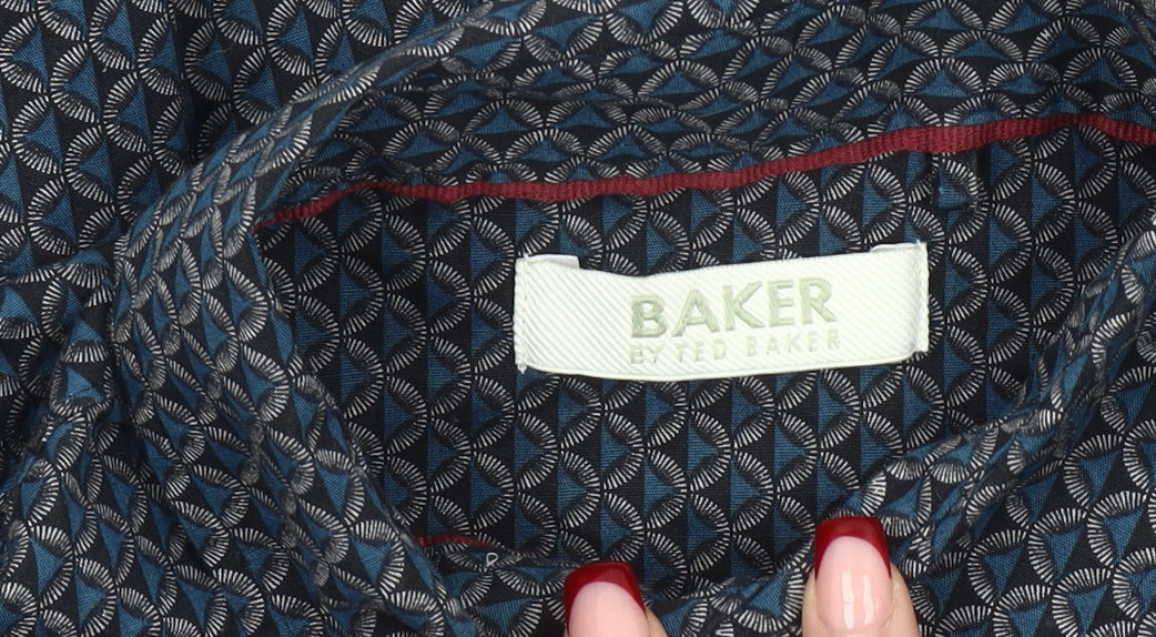Baker by Ted Baker Boys Blue Geometric Long Sleeve Button-Up Shirt 12Y