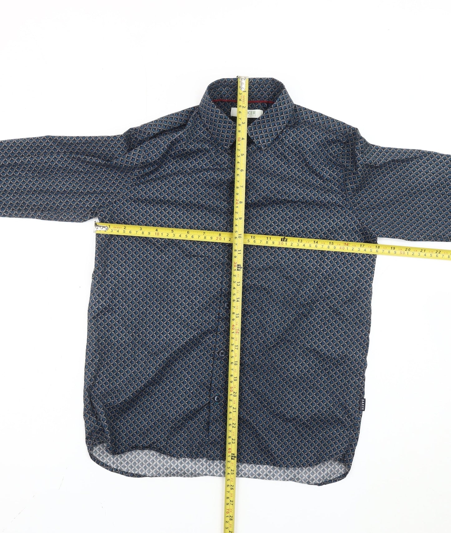 Baker by Ted Baker Boys Blue Geometric Long Sleeve Button-Up Shirt 12Y