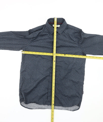 Baker by Ted Baker Boys Blue Geometric Long Sleeve Button-Up Shirt 12Y