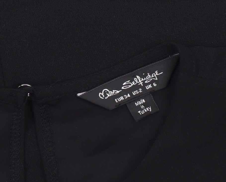 Miss Selfridge Women’s Black Size 6 Wrap Lace Blouse Sleeveless Summer