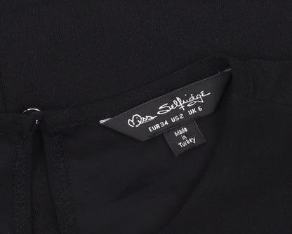 Miss Selfridge Women’s Black Size 6 Wrap Lace Blouse Sleeveless Summer