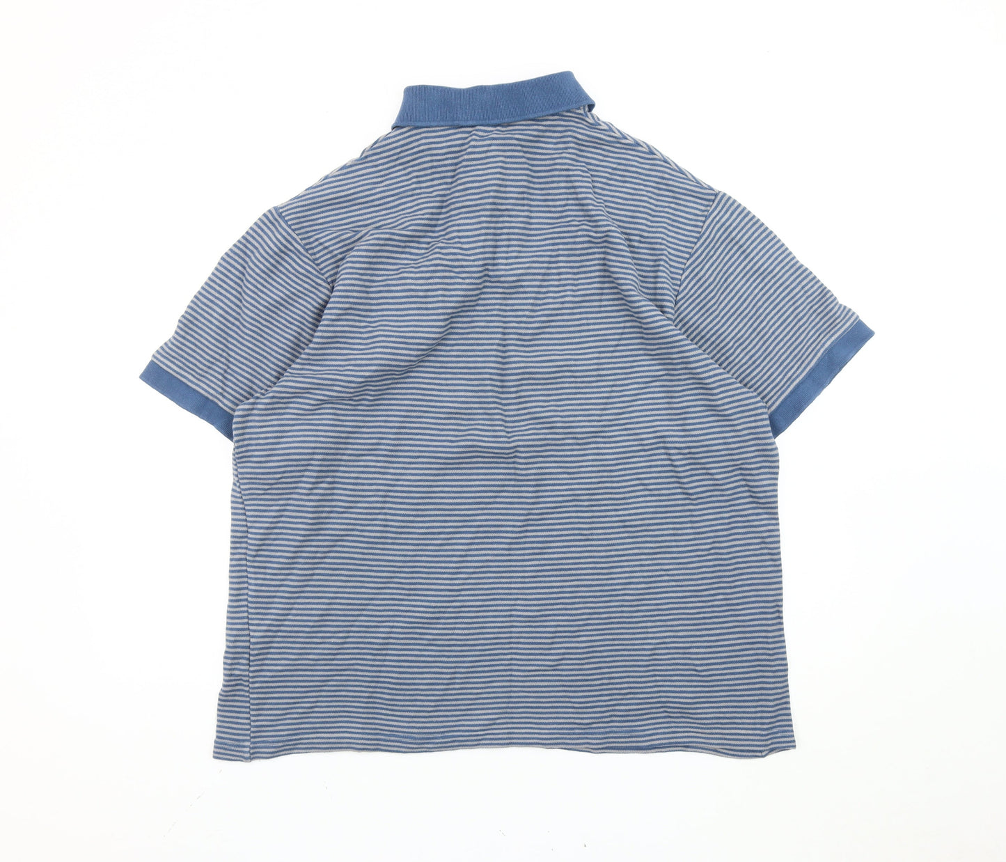 Pegasus Men’s Blue Striped Cotton Polo Shirt L Short Sleeve Casual Top