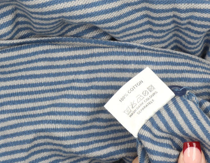 Pegasus Men’s Blue Striped Cotton Polo Shirt L Short Sleeve Casual Top