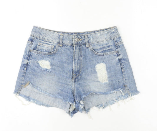 H&M Women’s Blue Denim Cut-Off Shorts Size 8 Festival Summer