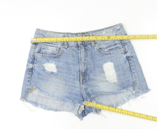 H&M Women’s Blue Denim Cut-Off Shorts Size 8 Festival Summer