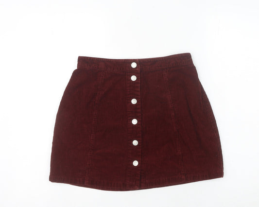 915 Generation Teens Red Corduroy Button Skirt Size 14 High Rise