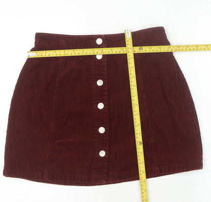 915 Generation Teens Red Corduroy Button Skirt Size 14 High Rise