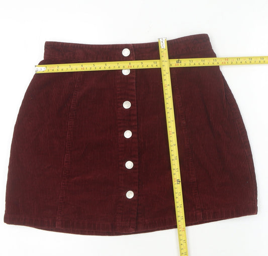 915 Generation Teens Red Corduroy Button Skirt Size 14 High Rise