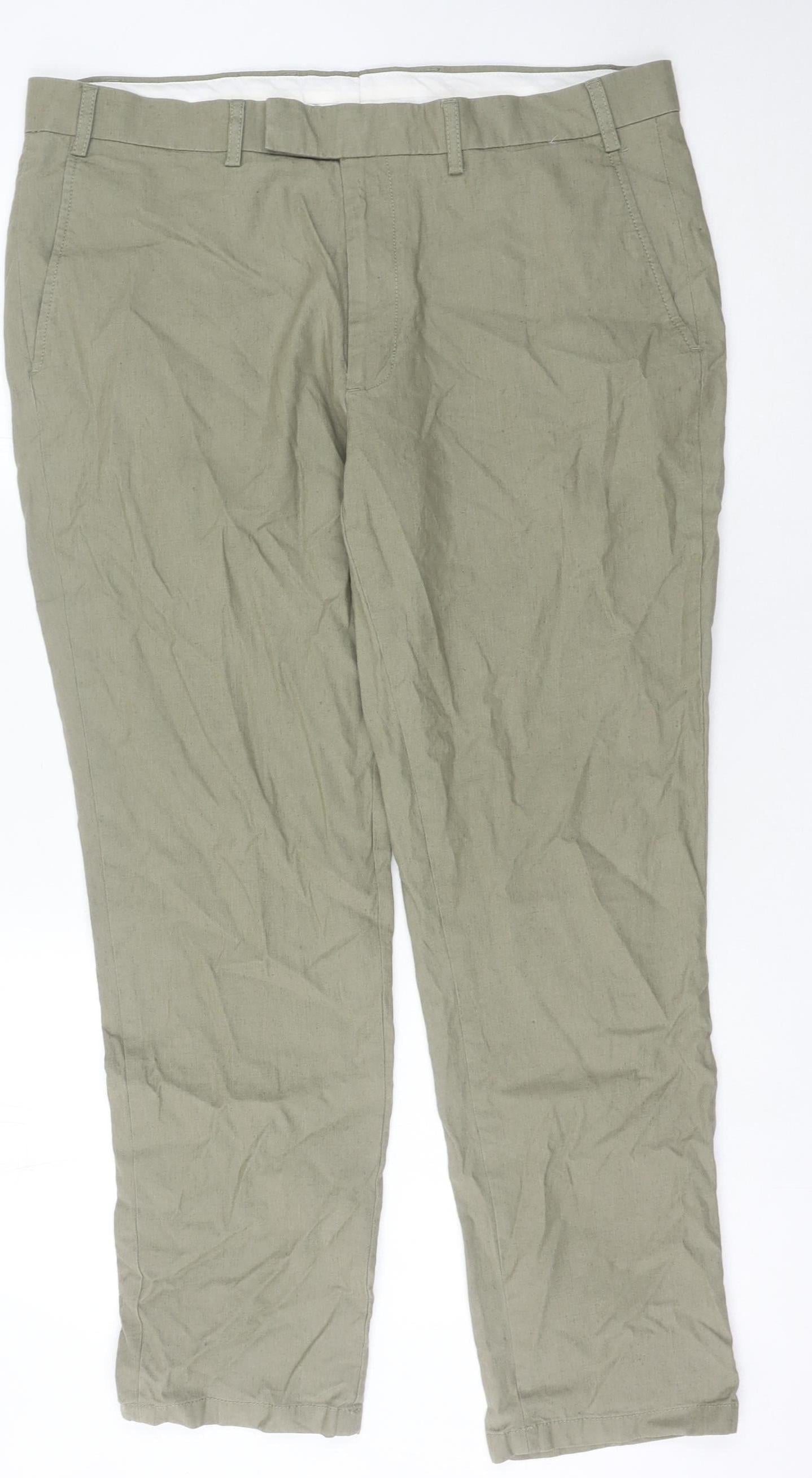 Brook Taverner Men's Beige Linen Blend Chino Trousers 38S