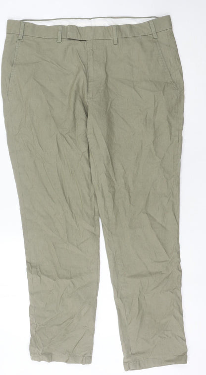 Brook Taverner Men's Beige Linen Blend Chino Trousers 38S